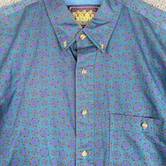 Vintage Ralph Lauren Chaps Mens L Large AOP Abstract Button Down Dress Shirt USA - Picture 4 of 10